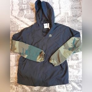 Adidas camo windbreaker jacket mens size small